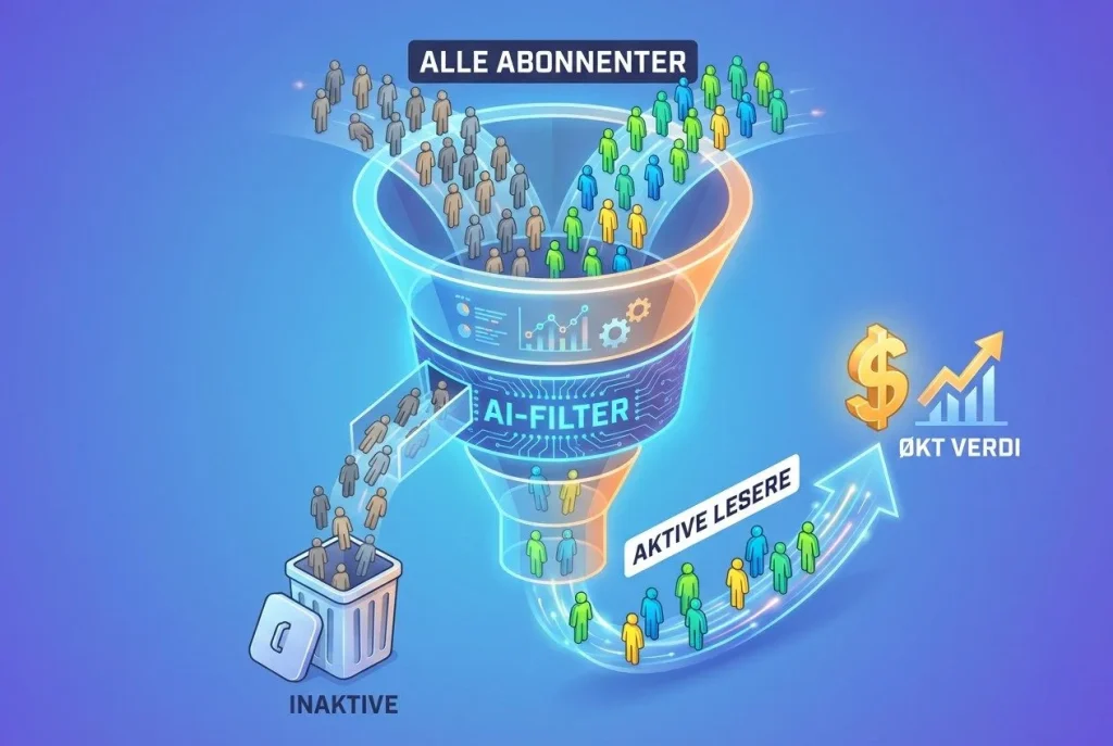 AI-filter sorterer aktive og inaktive abonnenter.