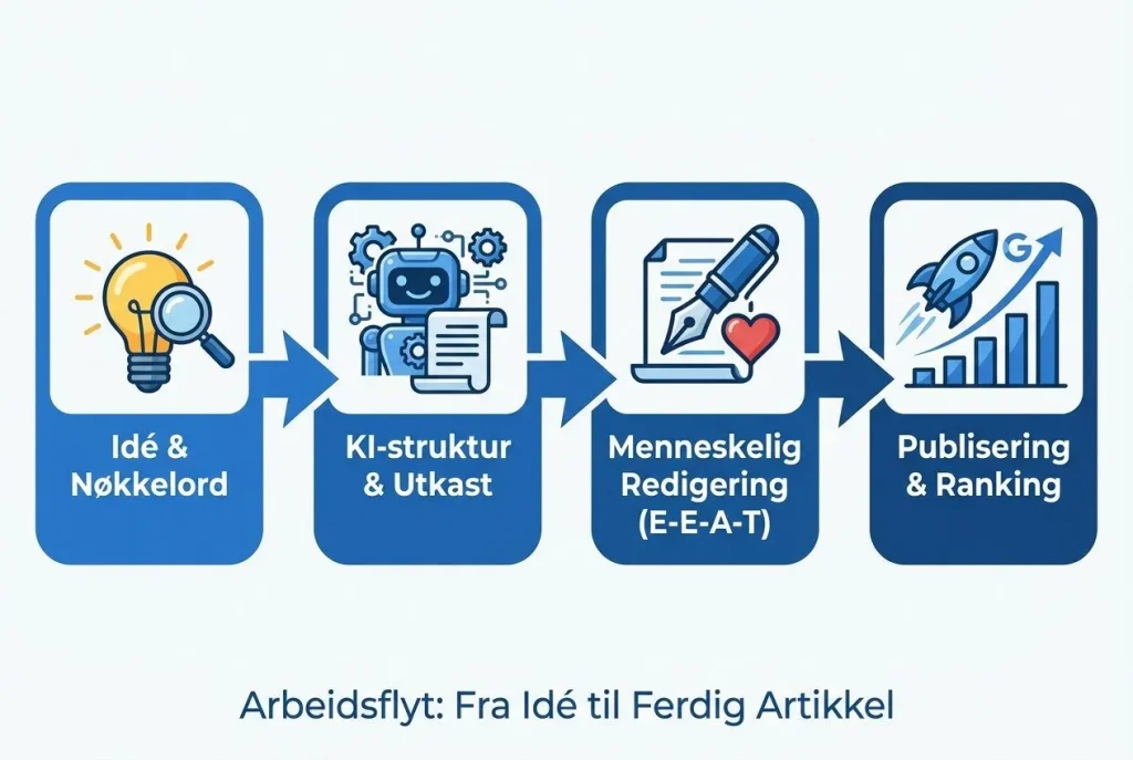 Arbeidsflyt for artikkel: fra idé til publisering.