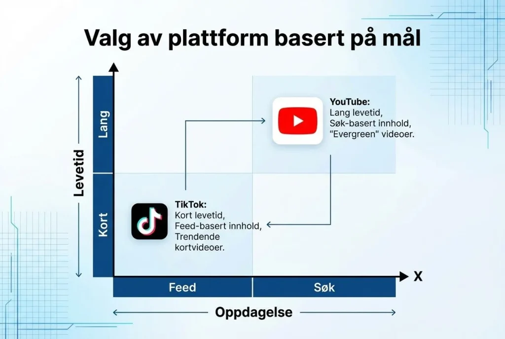 Diagram over plattformvalg basert på video levetid.