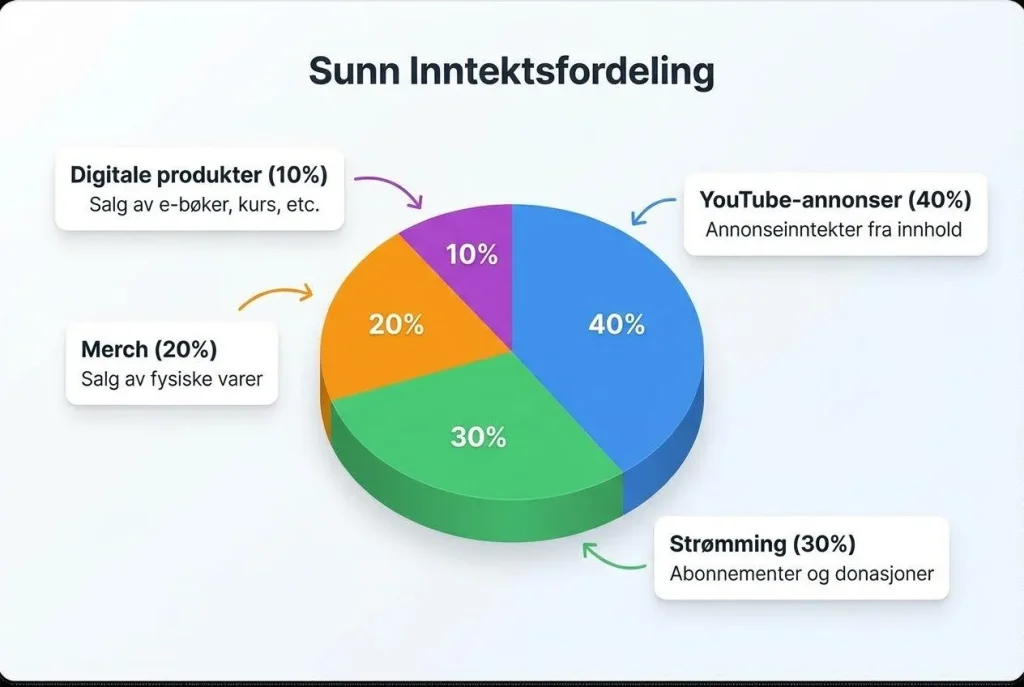 Diagram over sunn inntektsfordeling med fire kategorier.