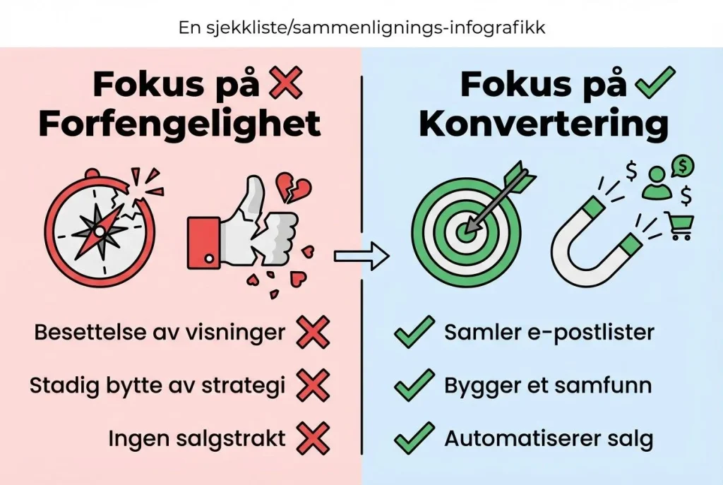 Infografikk: Forfengelighet vs. konvertering fokus.