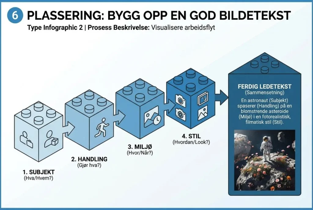 Infografikk om å lage en god bildetekst