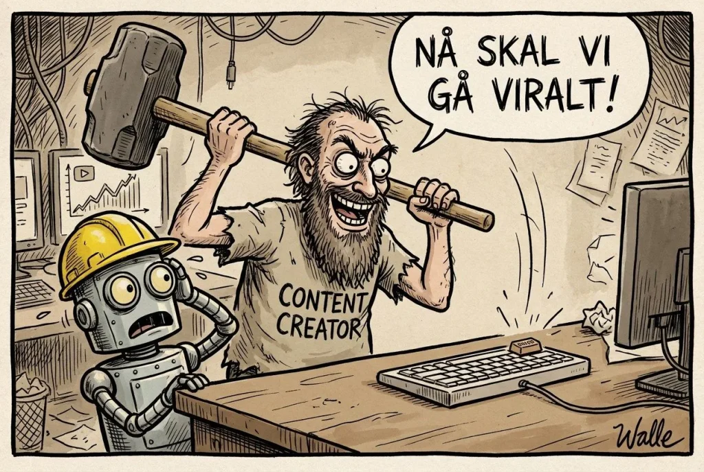 Innholdsskaper med slegge sier 'Nå skal vi gå viralt!'
