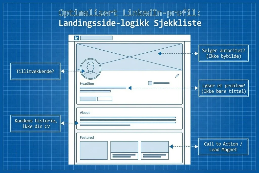 Optimalisert LinkedIn-profil sjekkliste for landingsside