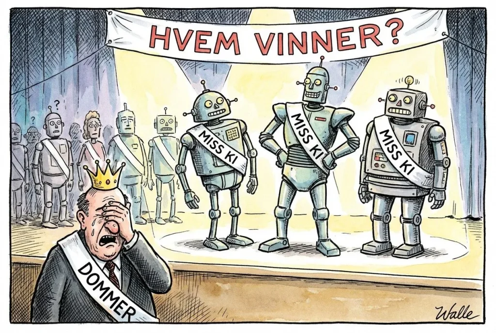 Robot-kåring, dommer i panikk.