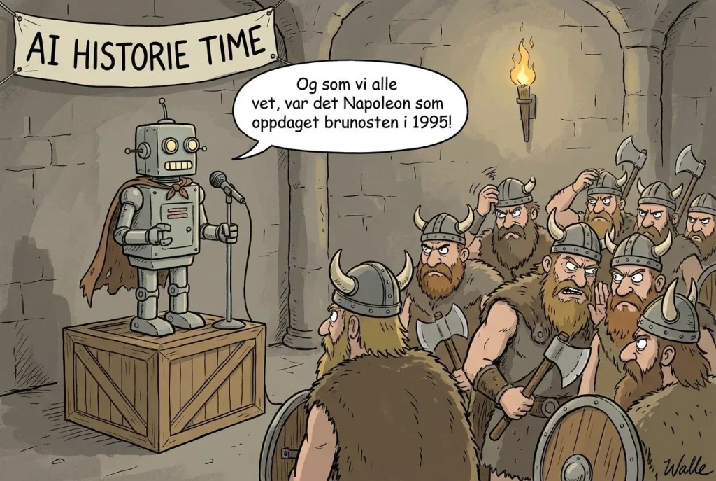 Robot underviser vikinger, komisk historietime.