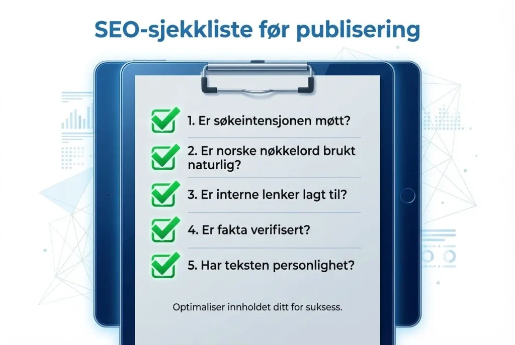 Sjekkliste for SEO-optimalisering før publisering