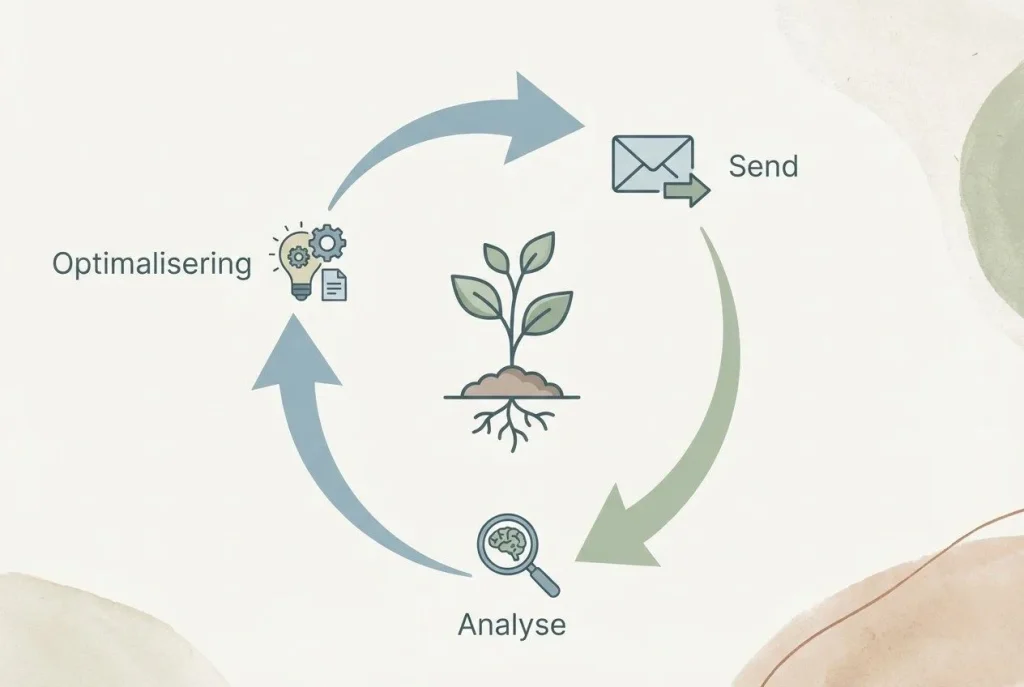 Syklus: Send, analysere, optimalisere med plante.