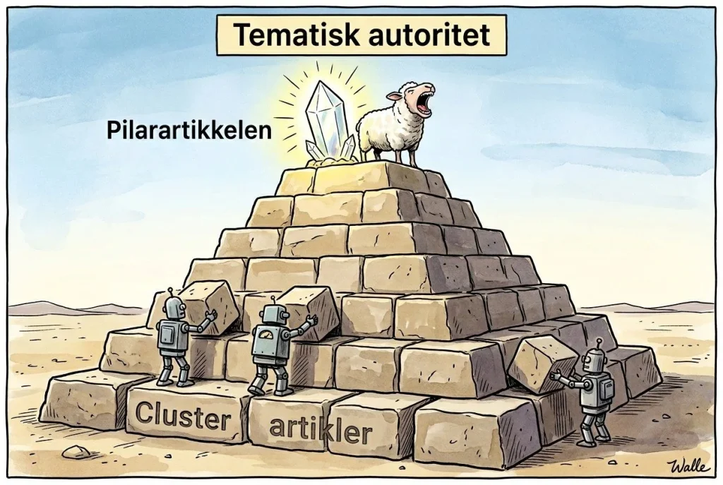Roboter bygger pyramide med sau på toppen